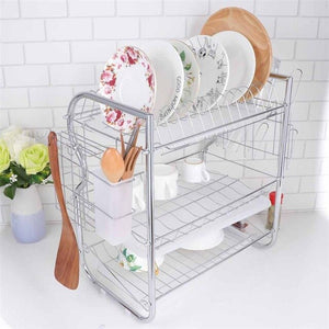 Dish Drying Rack 3-Tier Dish Drainer Rack Kitchen Storage with