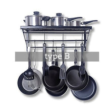 Load image into Gallery viewer, 45-90cm Pots And Pan Rack Wall Mounted Storage Hanging Rack For Kitchen Cookware Utensils Pans Tableware Shelf Organizer
