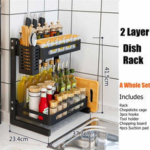 Load image into Gallery viewer, 3 Layers Kitchen Shelf for Storage Organizer Holder Spice Rack Punch Free Stainless Steel Storage Shelves Rack for Kitchen
